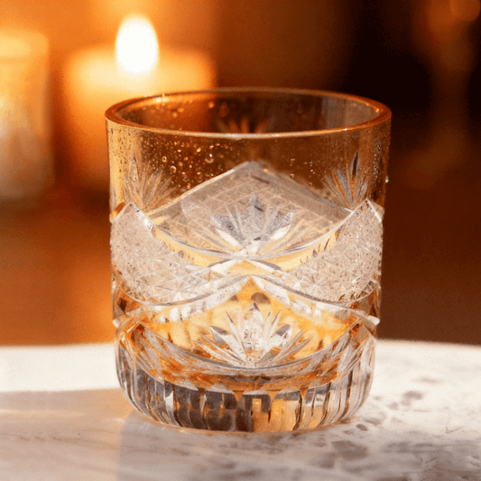 Edo Kiriko Handcrafted Sunset-Toned Crystal Glass