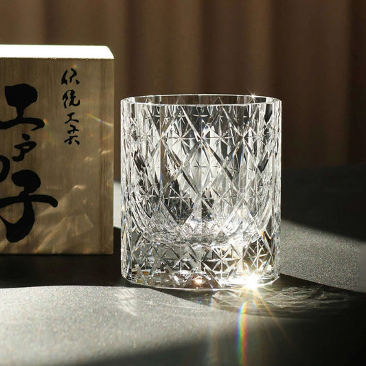Edo Kiriko Handcrafted Stellar Prism Crystal Whisky Glass