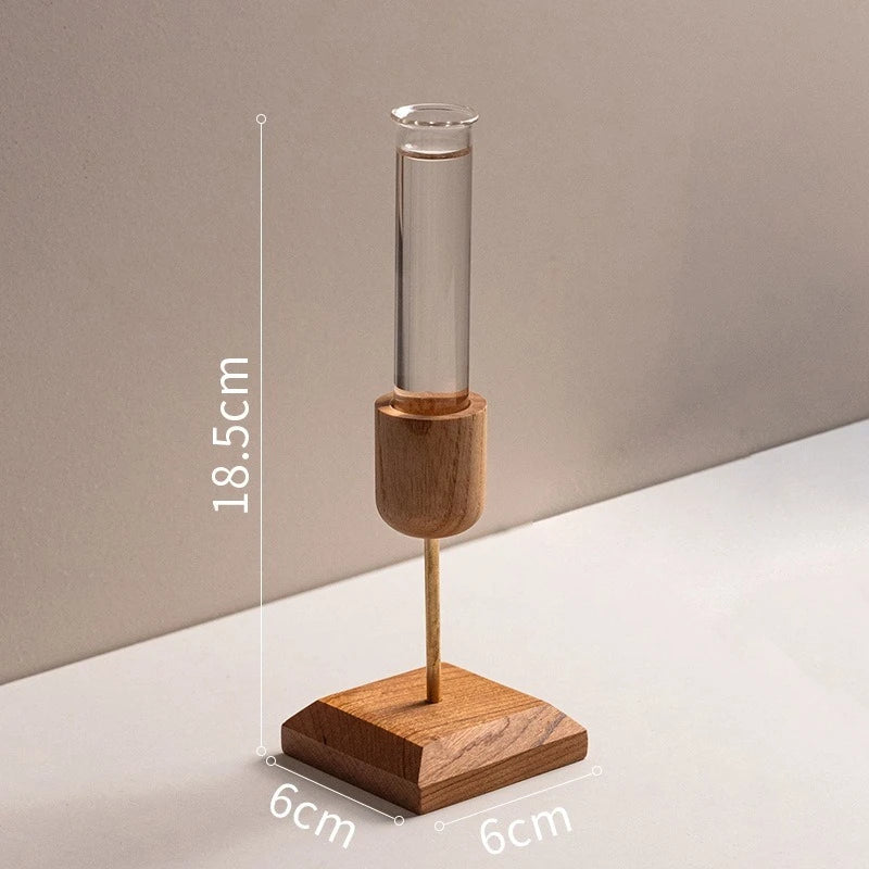 Wooden Test Tube Flower Vase – Rustic Desktop Planter