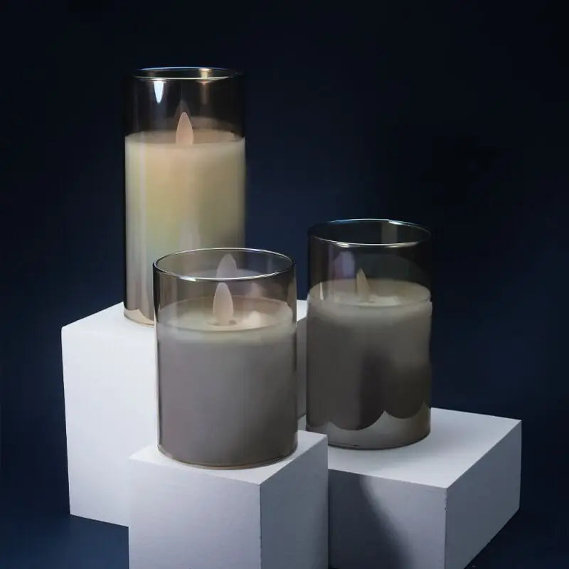 LED Flameless Pillar Candle Set – USB Rechargeable Wax