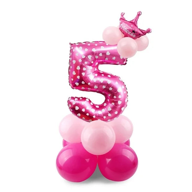 17pcs Birthday Number Balloon Set 32 Inch Foil Helium Decor Boy Girl
