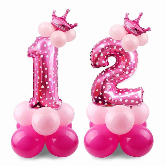 17pcs Birthday Number Balloon Set 32 Inch Foil Helium Decor Boy Girl