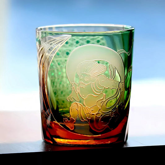 Edo Kiriko Handcrafted Raijin Whisky Glass