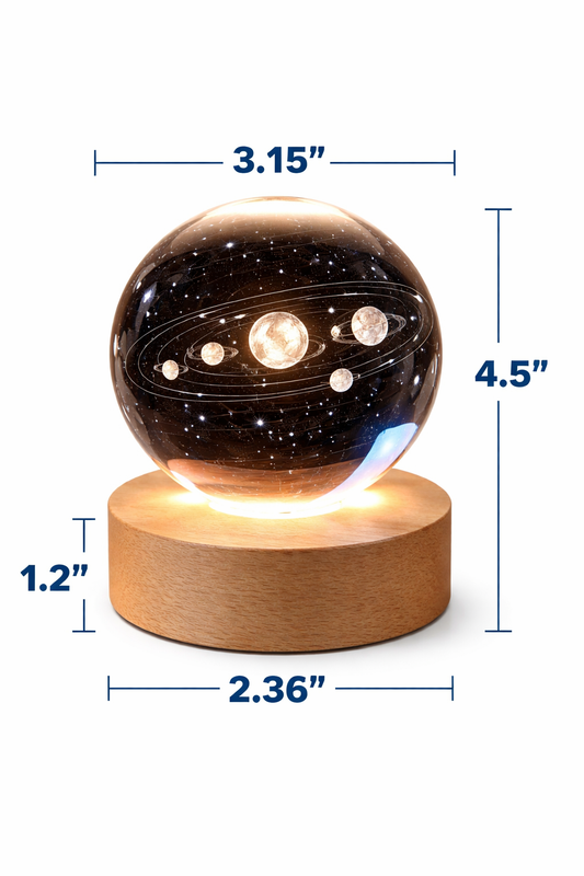 3D Crystal Ball Solar System Globe – LED Astronomy Planet Decoration
