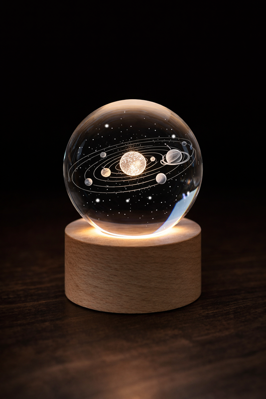 3D Crystal Ball Solar System Globe – LED Astronomy Planet Decoration
