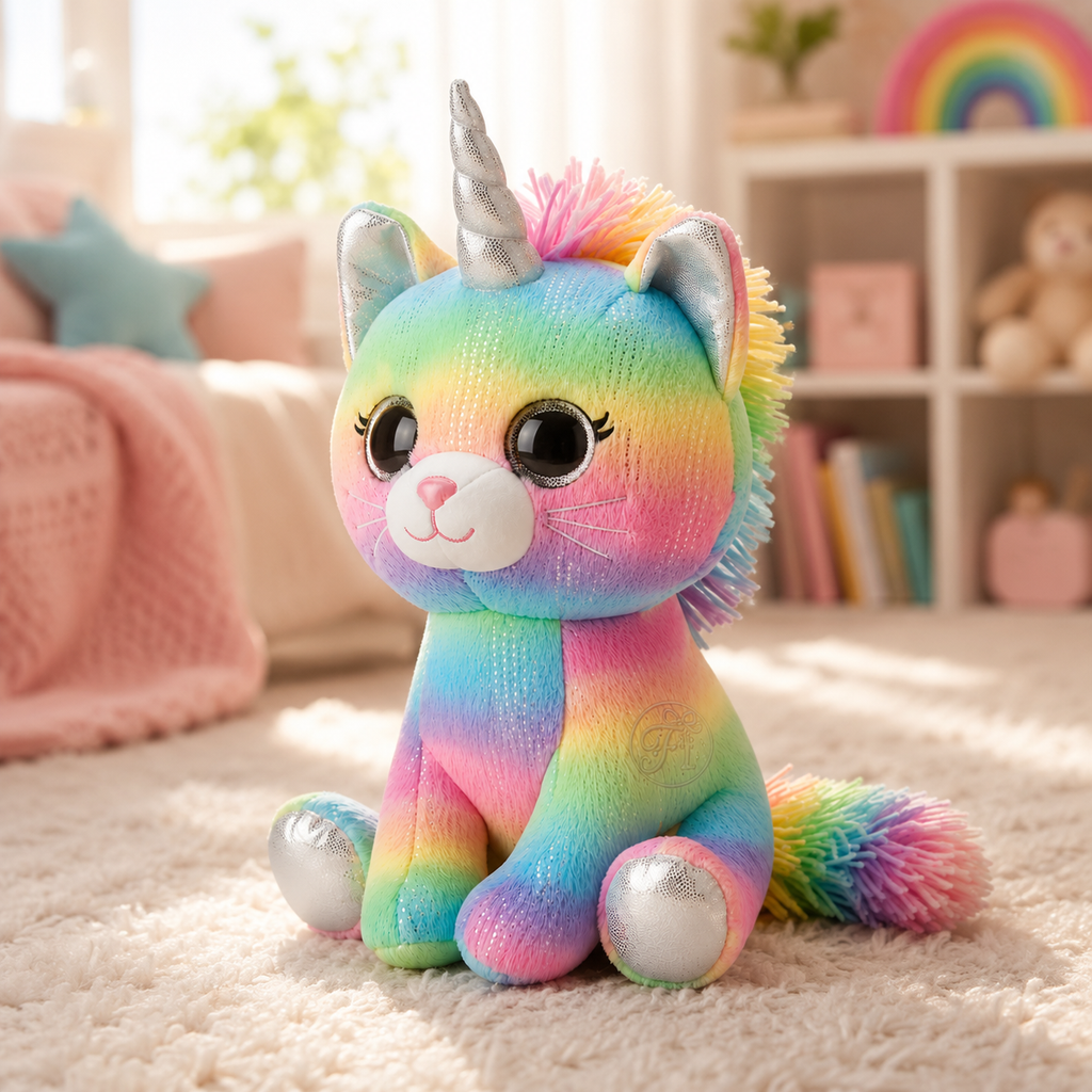 Shimmer Caticorn Plush Toy – 9" Rainbow Unicorn Cat Stuffed Animal