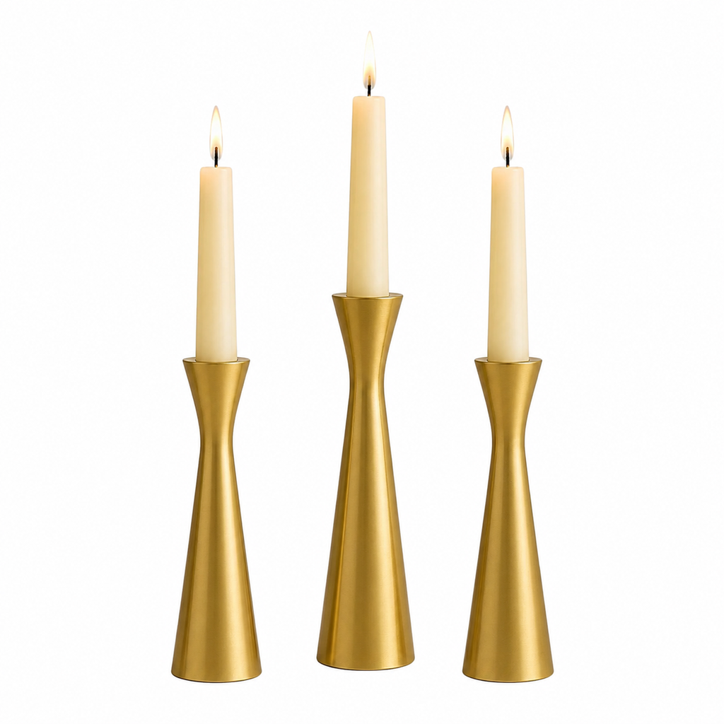 Gold Metal Slim Waist Candle Holders For Home Decor