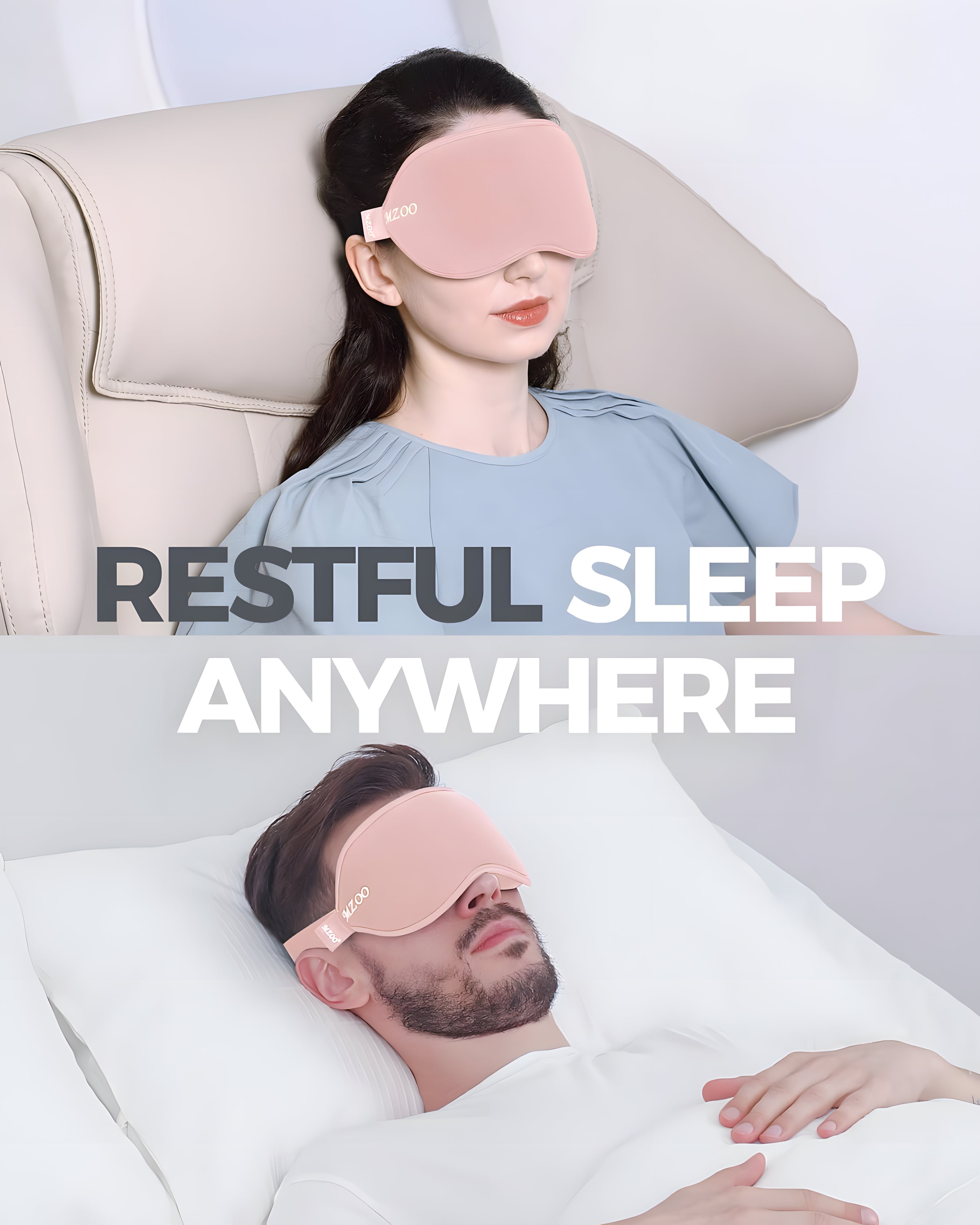 MZOO Luxury 3D Sleep Eye Mask for Side Sleepers – Zero Pressure Light-Blocking Night Blindfold