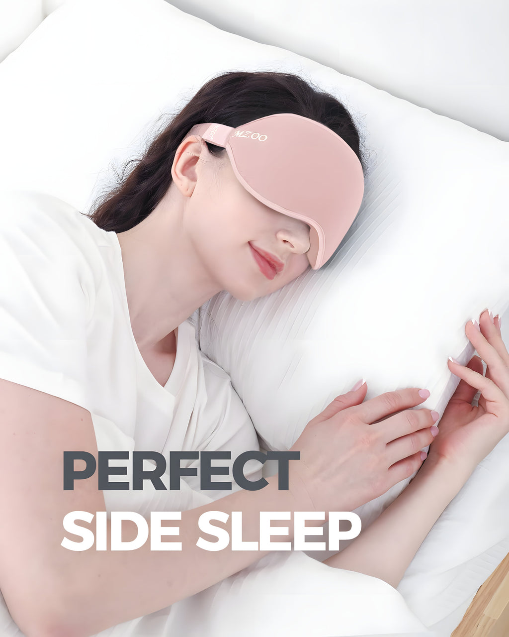 MZOO Luxury 3D Sleep Eye Mask for Side Sleepers – Zero Pressure Light-Blocking Night Blindfold