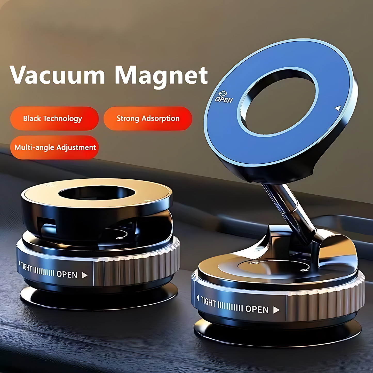 360° Foldable Magnetic Phone Holder – Adjustable Vacuum Car Mount