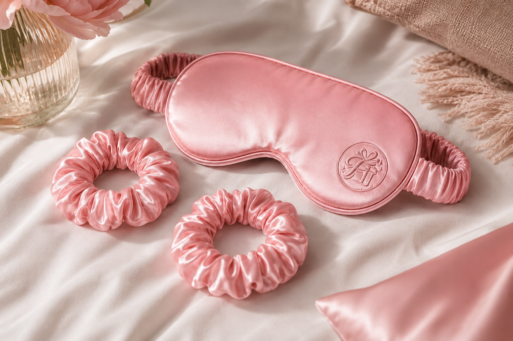100% Mulberry Silk Sleep Mask & Hair Scrunchie Set
