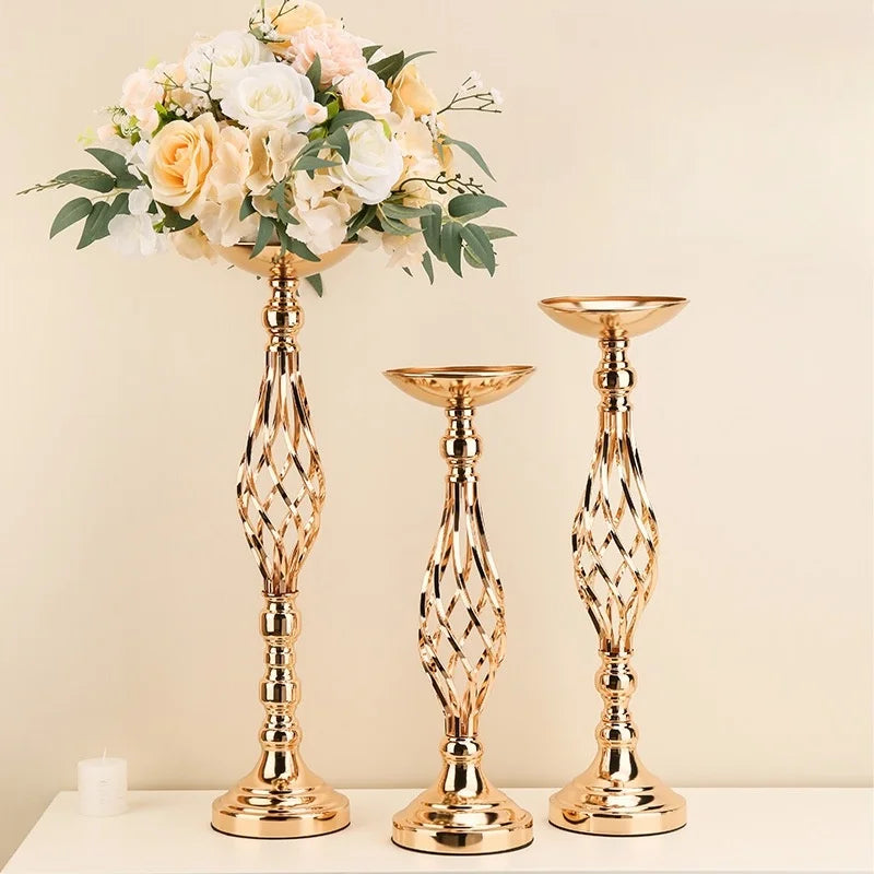 Gold Twisted Iron Candlestick Vase Candle Holder Decor