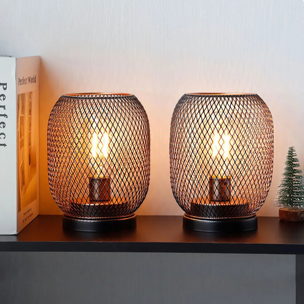 Metal Cage LED Table Lantern – Warm White Battery Lamp