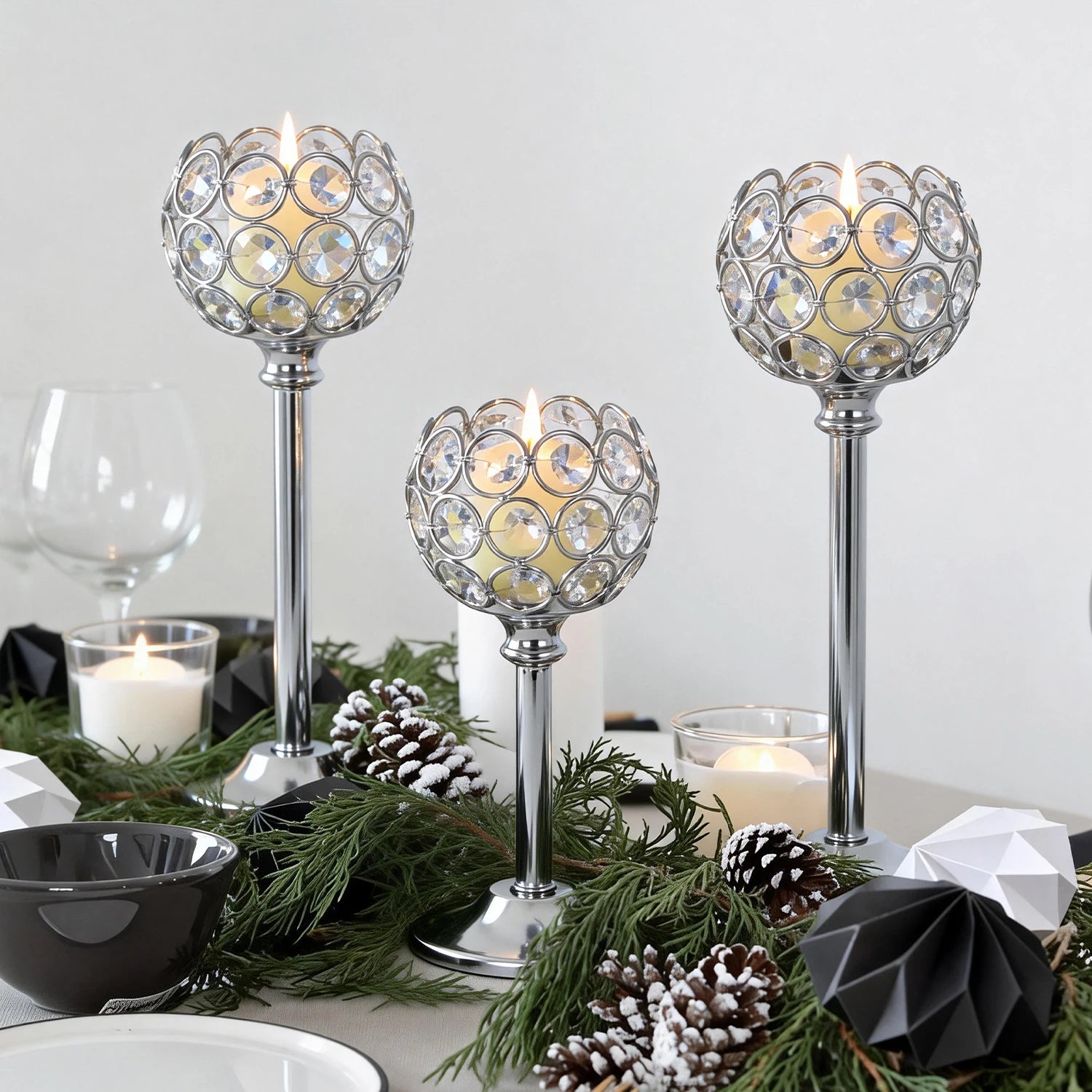 Glass Tealight Candle Holder – Elegant Metal Stand