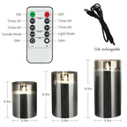 LED Flameless Pillar Candle Set – USB Rechargeable Wax
