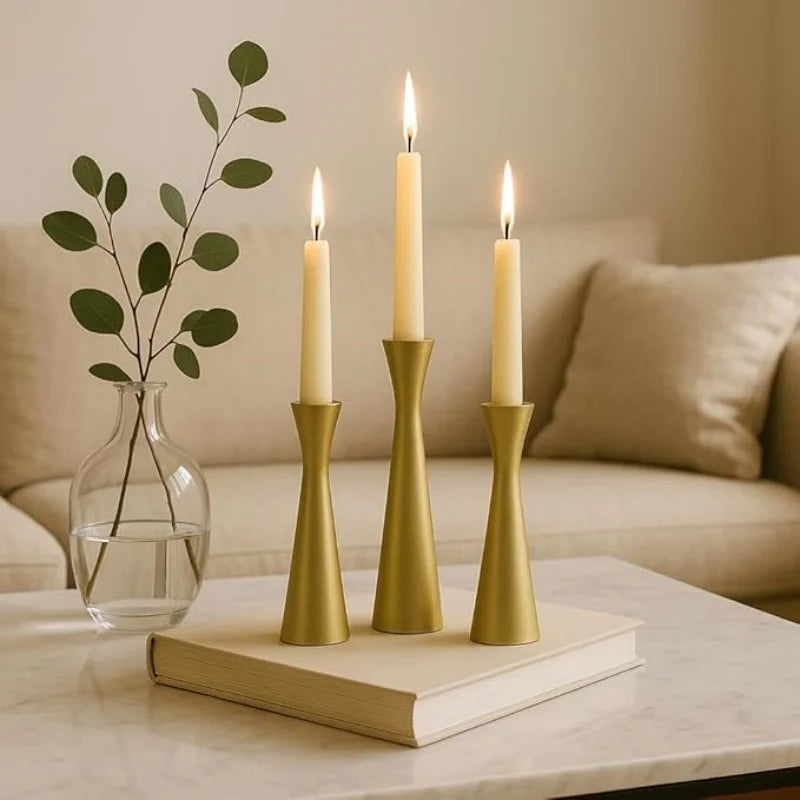 Gold Metal Slim Waist Candle Holders For Home Decor