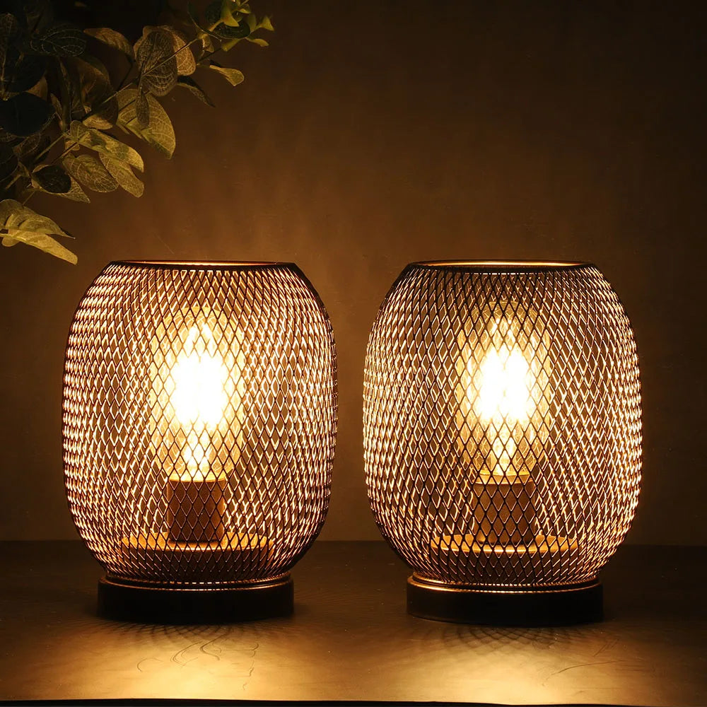Metal Cage LED Table Lantern – Warm White Battery Lamp