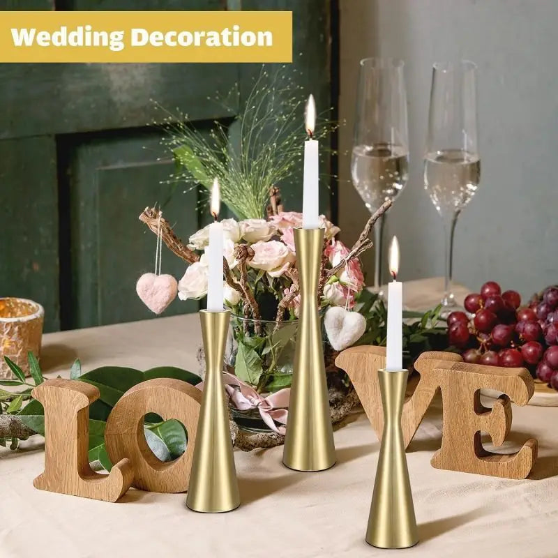 Gold Metal Slim Waist Candle Holders For Home Decor