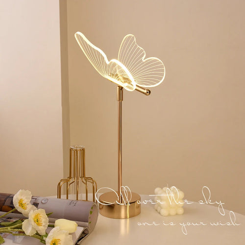 Butterfly LED Table Lamp Acrylic – 3-Color Dimmable USB