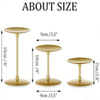 Set Of 3 Metal Pillar Candle Holders For Table Decor