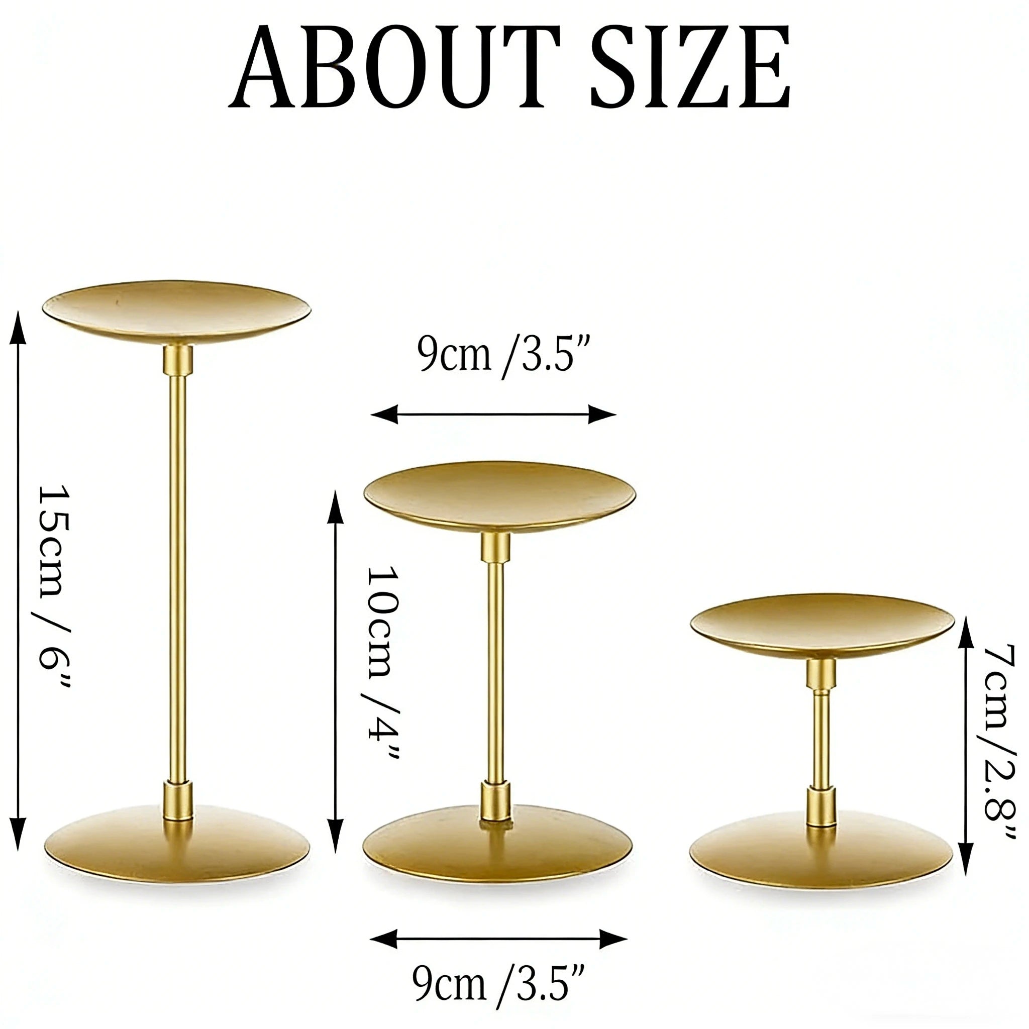 Set Of 3 Metal Pillar Candle Holders For Table Decor