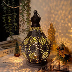 Moroccan Metal Table Lantern Lamp – Retro Battery LED