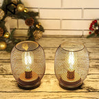 Metal Cage LED Table Lantern – Warm White Battery Lamp