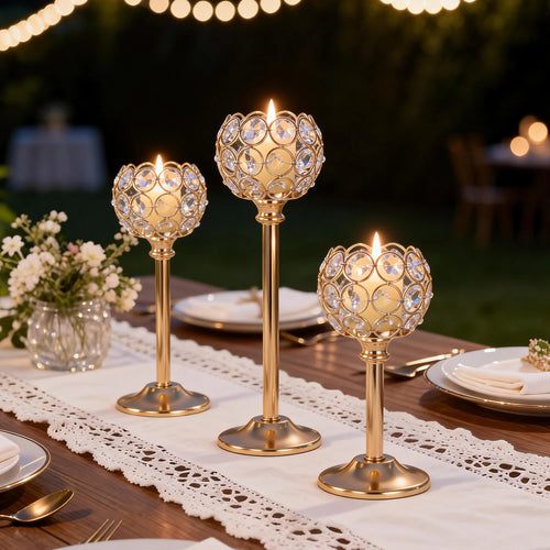 Glass Tealight Candle Holder – Elegant Metal Stand