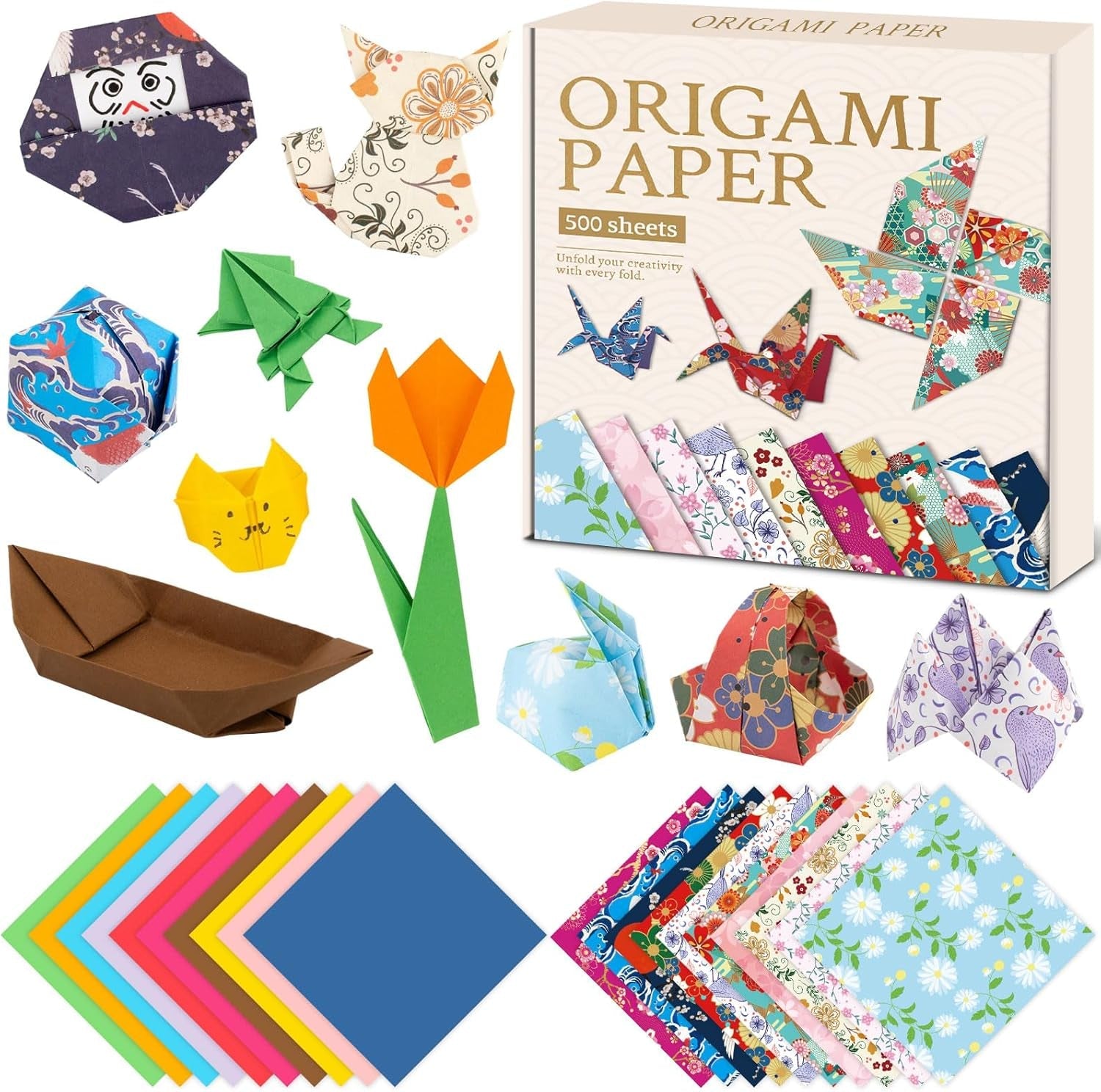 Double-Sided Japanese Origami Paper 6x6 – Colored Folding Craft Paper for Kids & Beginners