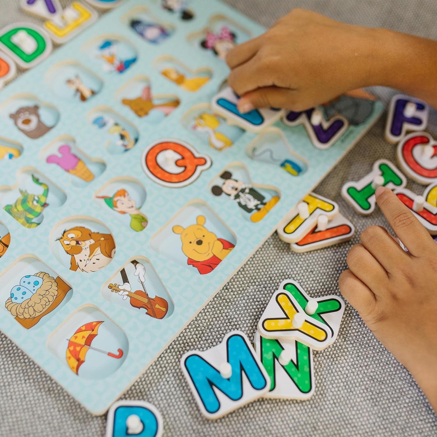 Wooden Peg Puzzle Set – Letters, Numbers, Shapes & Colors Learning Toys