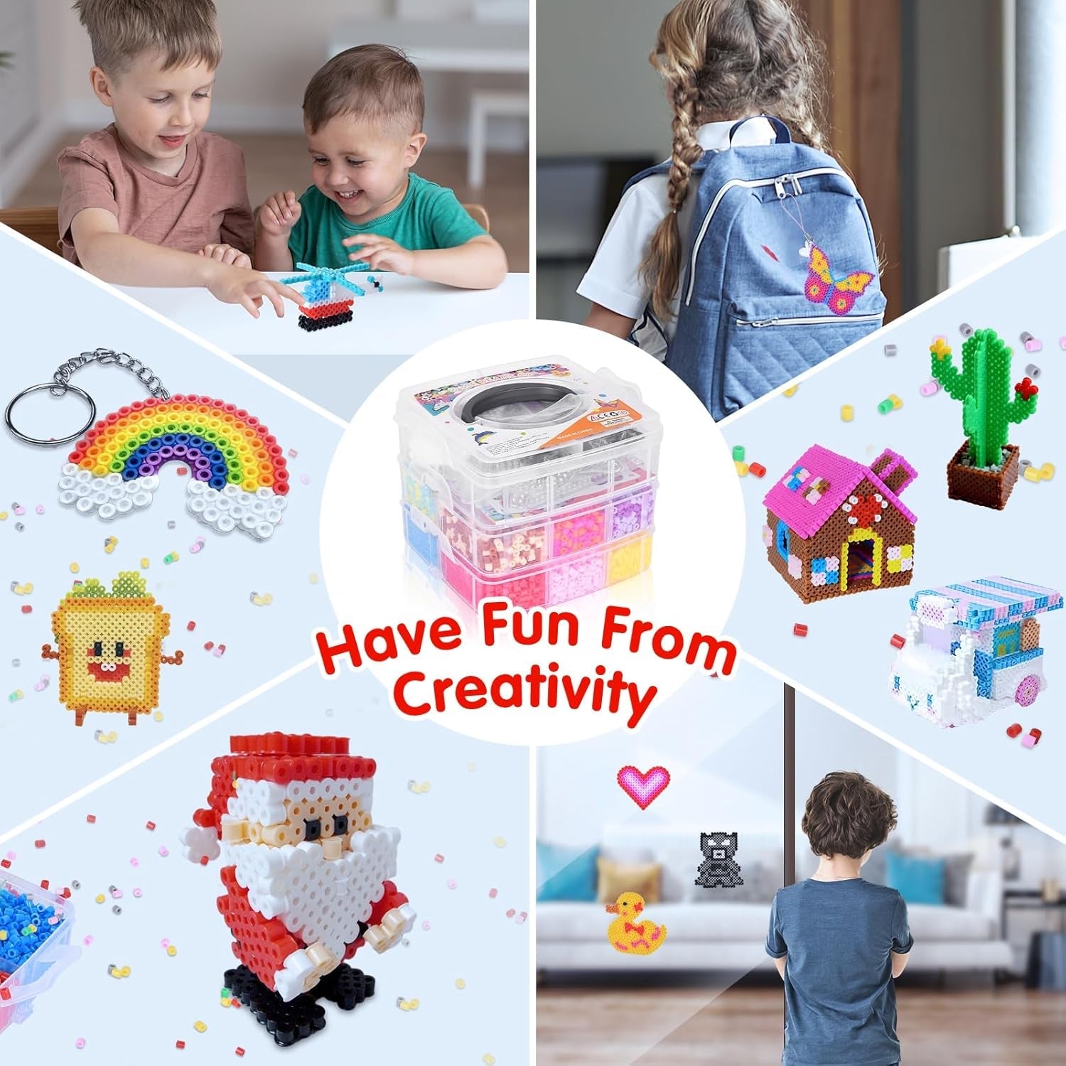 10000PCS 5MM Melty Beads Craft Kit – Iron Beads Set with Pegboards & Accessories