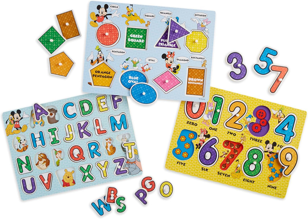 Wooden Peg Puzzle Set – Letters, Numbers, Shapes & Colors Learning Toys