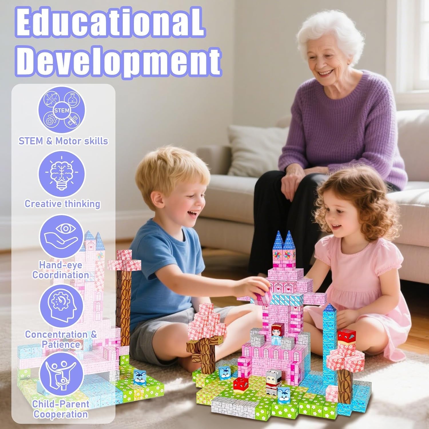 100PCS Magnetic Blocks – STEM Construction Building Toy for Kids