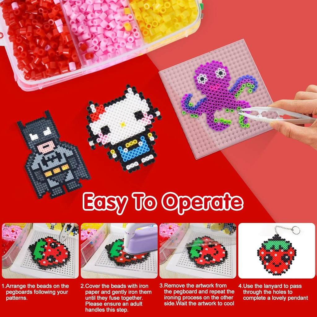 10000PCS 5MM Melty Beads Craft Kit – Iron Beads Set with Pegboards & Accessories