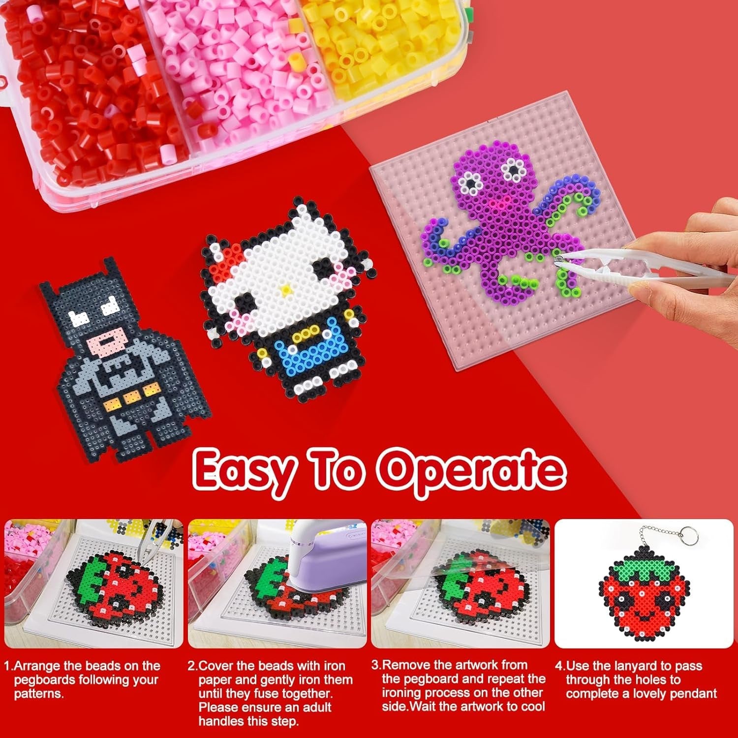 10000PCS 5MM Melty Beads Craft Kit – Iron Beads Set with Pegboards & Accessories