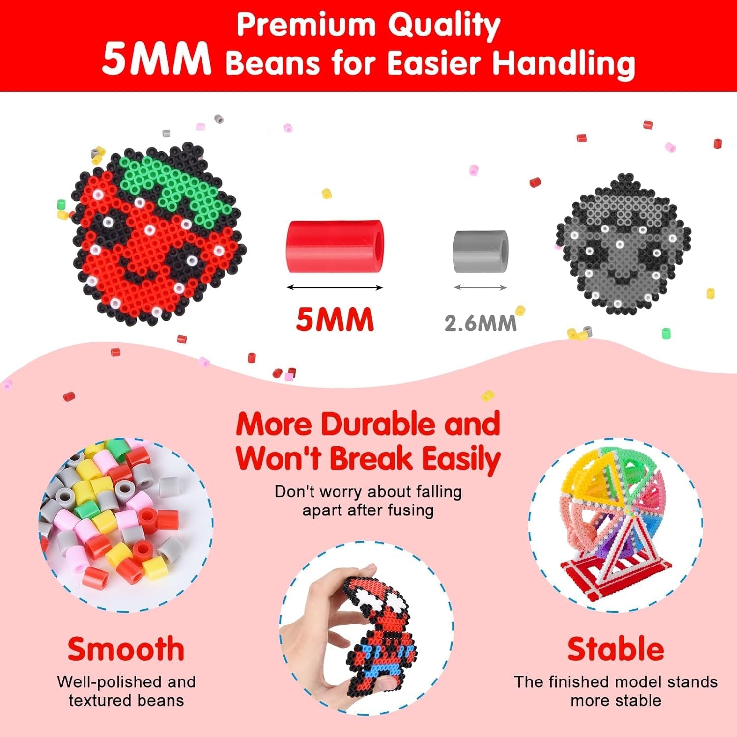 10000PCS 5MM Melty Beads Craft Kit – Iron Beads Set with Pegboards & Accessories