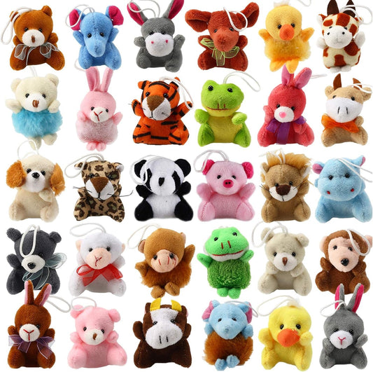 32-Piece Mini Plush Animal Toy Set – Cute Small Plush Keychain Party Favors