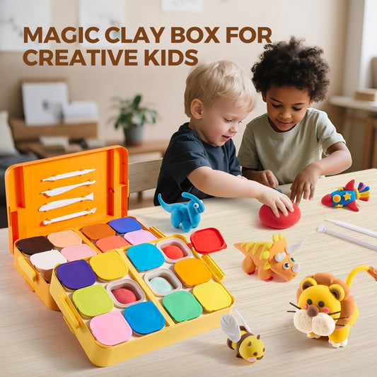 24-Color Air Dry Clay Kit for Kids – Modeling Clay Set with Tools & Storage Box