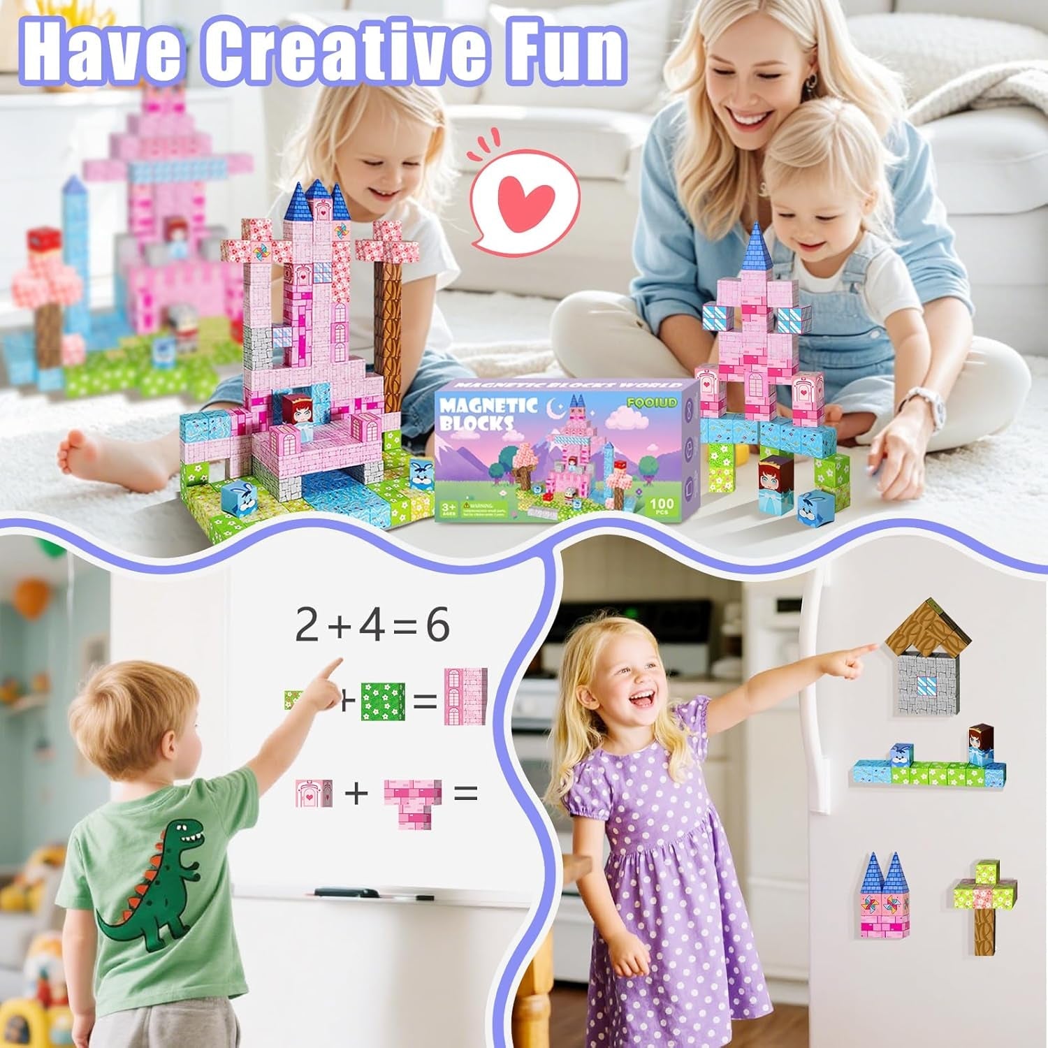 100PCS Magnetic Blocks – STEM Construction Building Toy for Kids