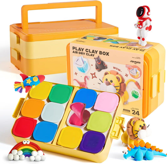 24-Color Air Dry Clay Kit for Kids – Modeling Clay Set with Tools & Storage Box