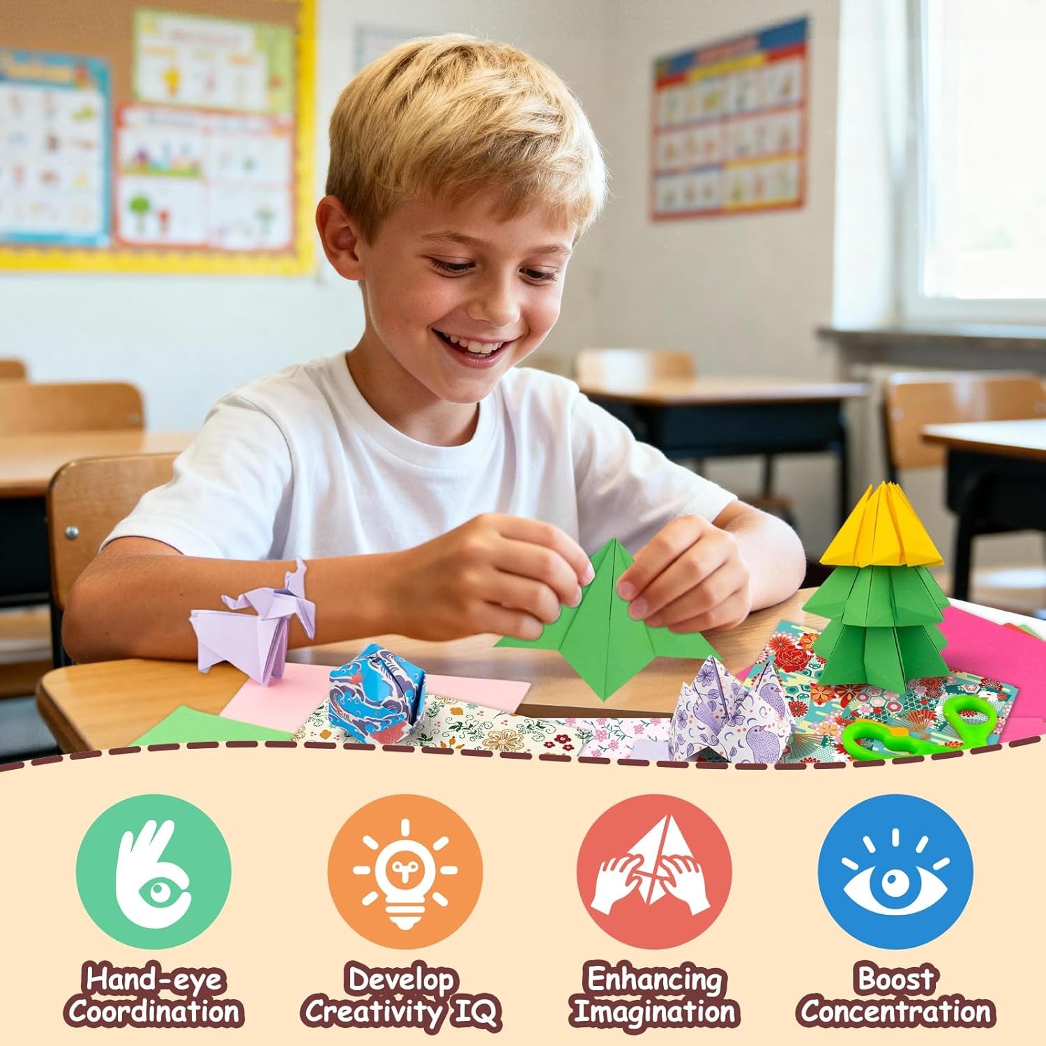 Double-Sided Japanese Origami Paper 6x6 – Colored Folding Craft Paper for Kids & Beginners